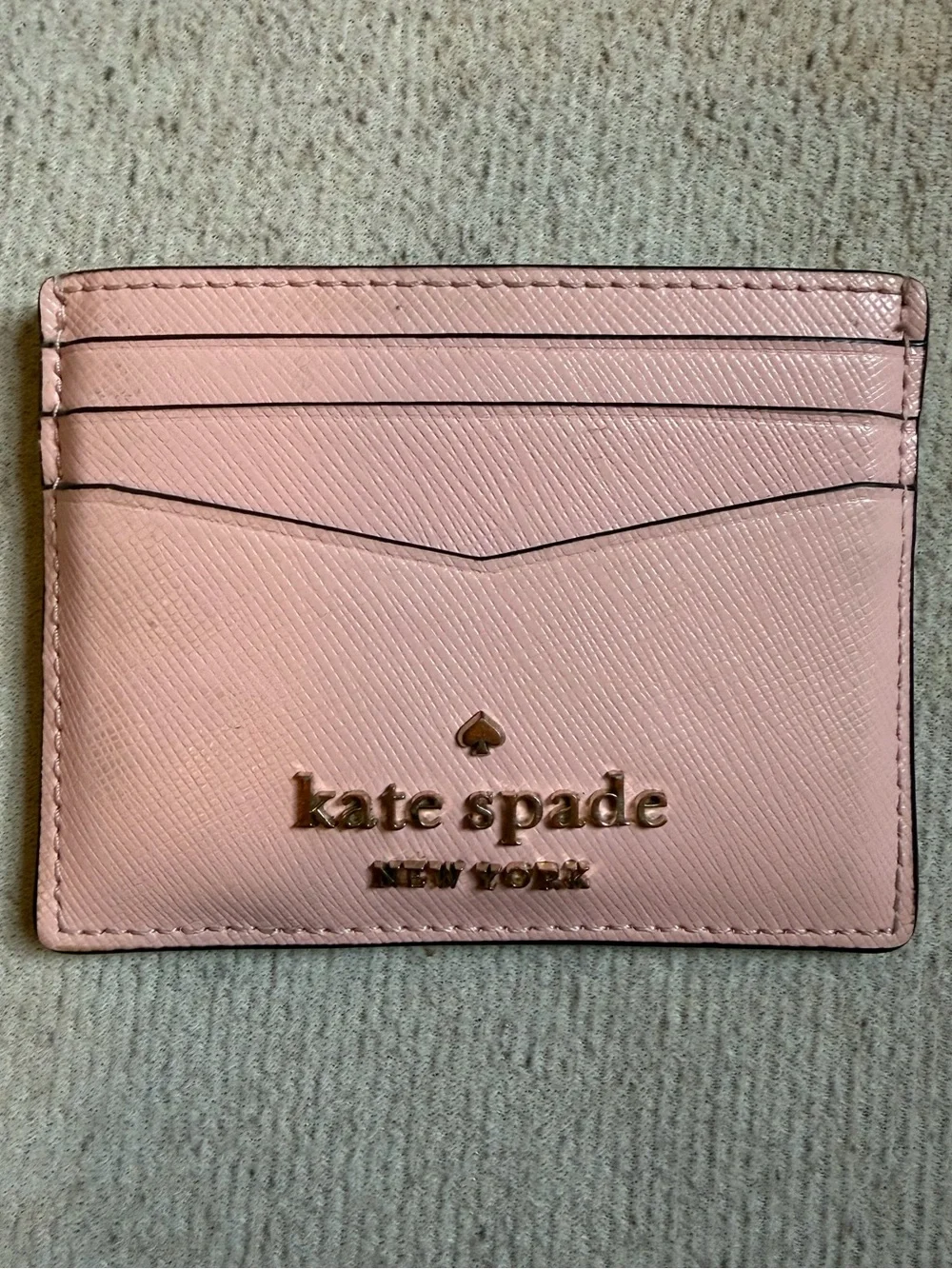 kate spade Pink Leather Card Case with Gold Logo
